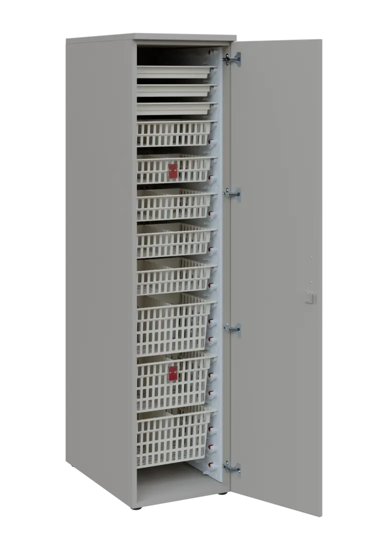 EUROMEDICA D - 46 ABS skříň léková boxová, 1-dveřová, pravá, 1950x460x735, korpus šedý, dvířka šedá
